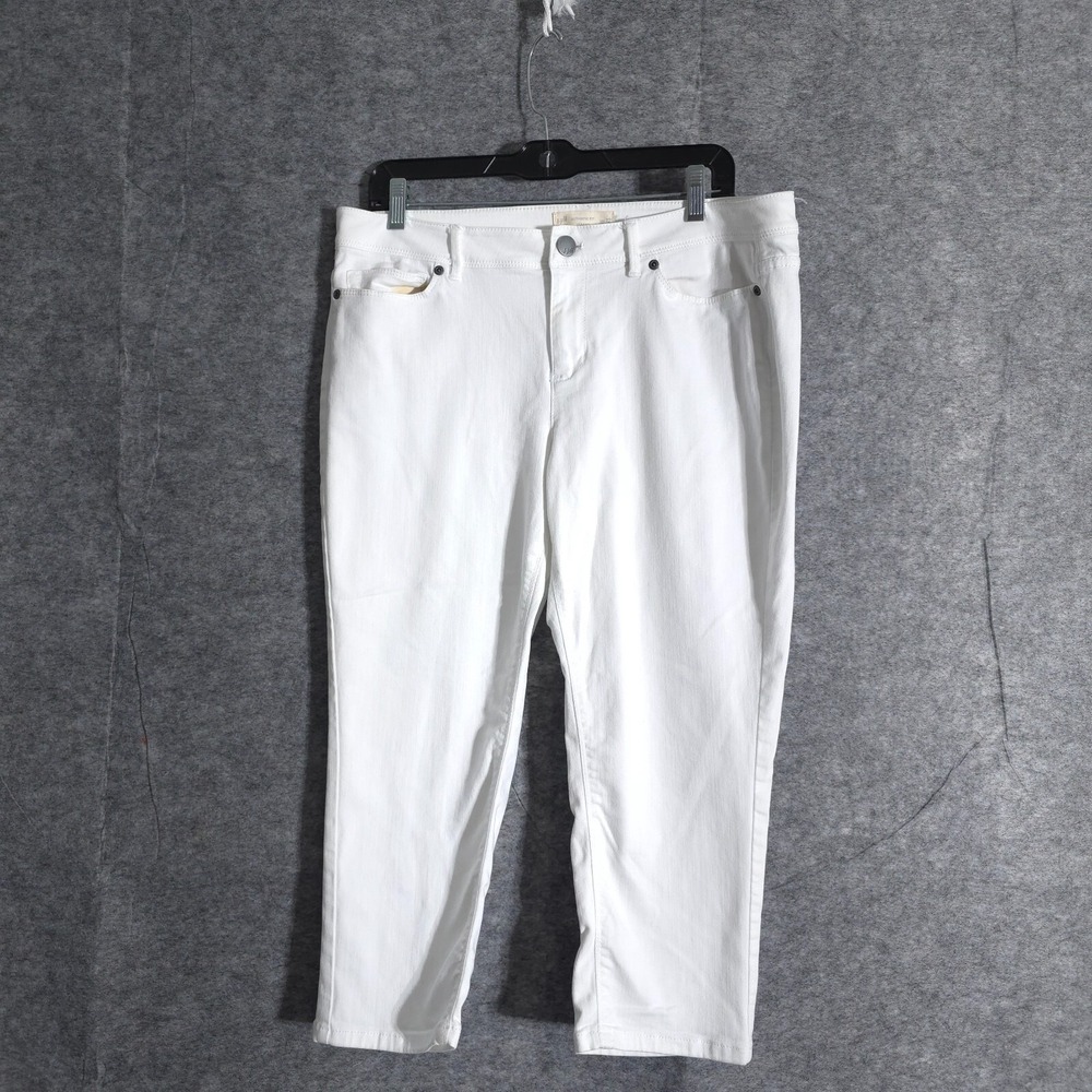 J. Jill Jean Womens 12 Stretch White Authentic Fit Crop Cotton Blend Denim Solid
